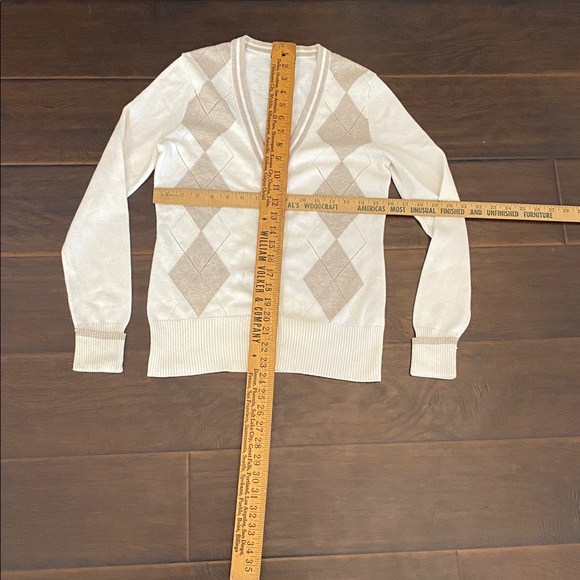 Brooks Brothers Women's Cream & Brown Button Up Cardigan Sweater Size XS -stains - Picture 4 of 7